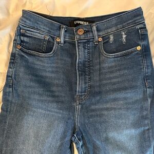 Express Dark Wash Skinny slim ankle super high-rise size 6 long